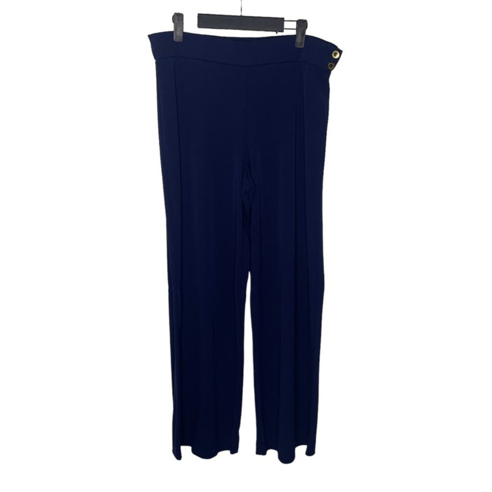 Lauren Ralph Lauren Navy Blue Wide Leg Trousers Gold Button Accent Size L
